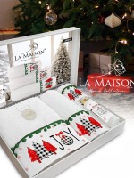 Новогодний набор махровых полотенец La Maison Jiren 3шт. + ароматический спрей — изображение 6