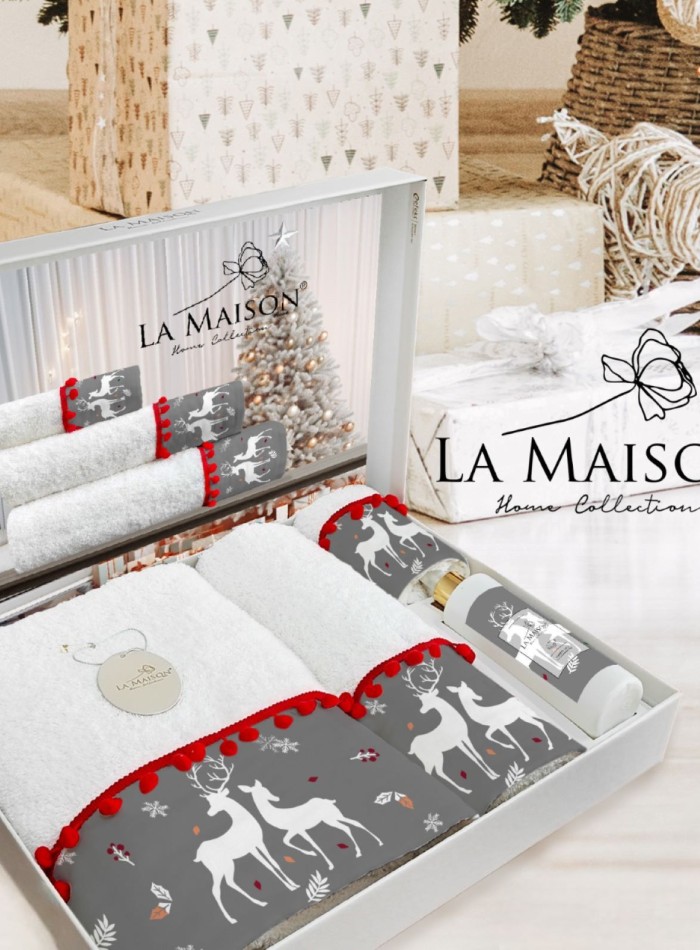 Новогодний набор махровых полотенец La Maison Sedric 3шт. + ароматический спрей — изображение 6