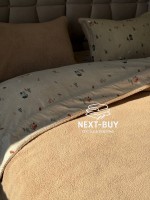 Зимовий комплект постільної білизни з простирадлом на резинці Wooden Kahve євро Туреччина - Зображення 5