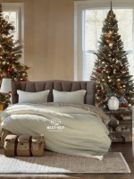 Зимний комплект постельного белья двухсторонний Wooden Krem полуторный Турция