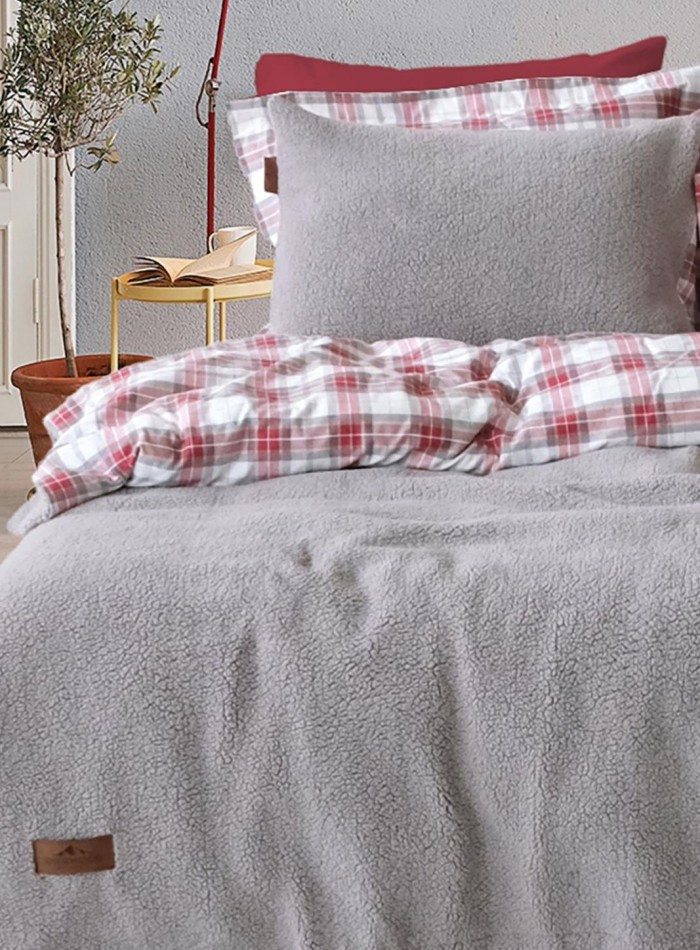 Зимовий комплект постільної білизни двосторонній Cozy Gri полуторний Туреччина - Зображення 3