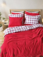 Зимовий комплект постільної білизни двосторонній Cozy Kirmizi полуторний Туреччина - Зображення 7