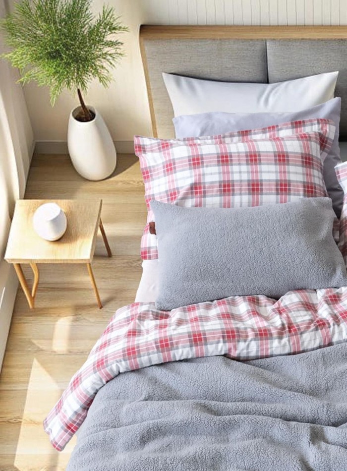 Зимовий комплект постільної білизни двосторонній Cozy Mavisi полуторний Туреччина - Зображення 2