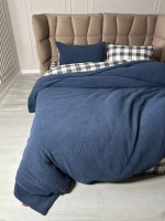 Зимовий комплект постільної білизни двосторонній Cozy Indigo полуторний Туреччина - Зображення 4