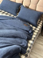 Зимовий комплект постільної білизни двосторонній Cozy Indigo полуторний Туреччина - Зображення 6