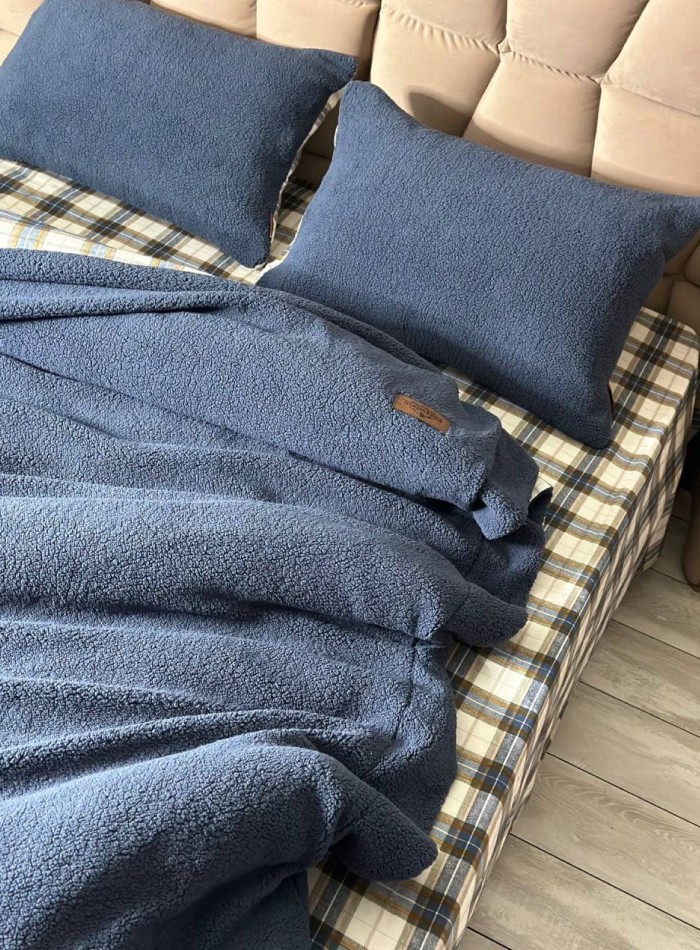 Зимовий комплект постільної білизни двосторонній Cozy Indigo полуторний Туреччина - Зображення 6
