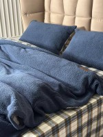 Зимовий комплект постільної білизни двосторонній Cozy Indigo полуторний Туреччина