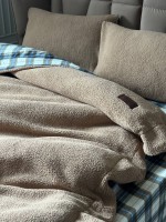 Зимовий комплект постільної білизни двосторонній Cozy Beige полуторний Туреччина - Зображення 4