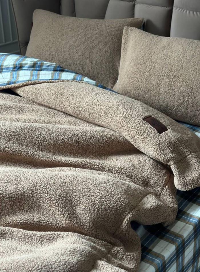 Зимовий комплект постільної білизни двосторонній Cozy Beige полуторний Туреччина - Зображення 4