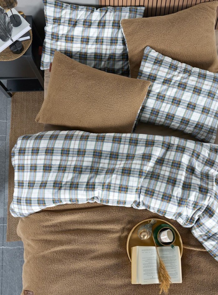 Зимовий комплект постільної білизни двосторонній Cozy Beige полуторний Туреччина - Зображення 11