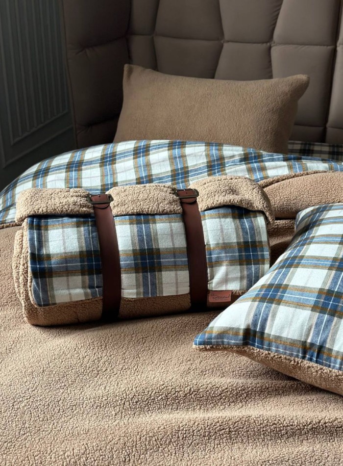 Зимовий комплект постільної білизни двосторонній Cozy Beige полуторний Туреччина - Зображення 5