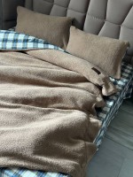 Зимовий комплект постільної білизни двосторонній Cozy Beige полуторний Туреччина - Зображення 7