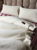 Зимовий комплект постільної білизни двосторонній Cozy Ecru полуторний Туреччина - Зображення 5