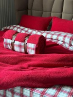 Зимовий комплект постільної білизни двосторонній Cozy Kirmizi полуторний Туреччина