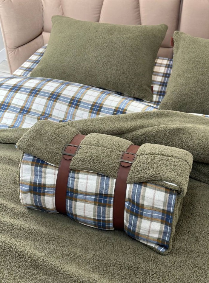 Зимовий комплект постільної білизни двосторонній Cozy Yesil полуторний Туреччина - Зображення 5