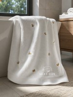 Махровий рушник банний Maison Dor Soft Butterflies white-brown 85х150 бавовна