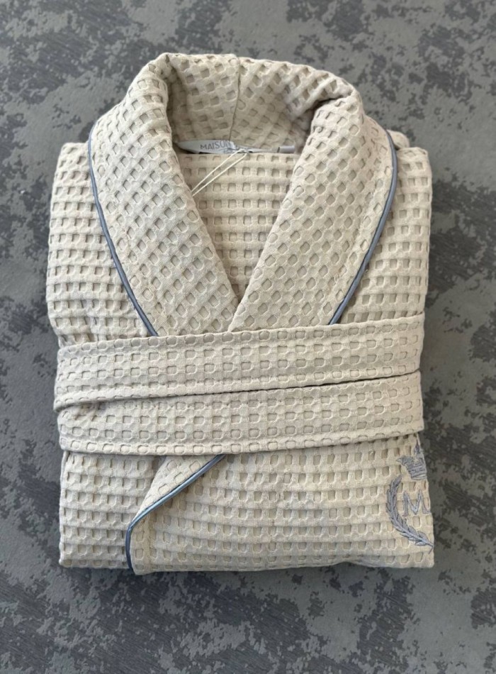 Мужской вафельный халат Maison D'or Karius Beige — изображение 4