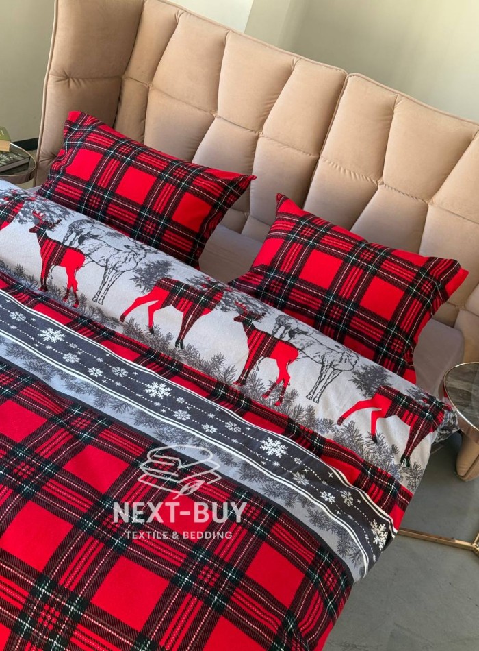 Постільна білизна First Choice Flannel Happiness Red сімейна 160х220х2 - Зображення 8