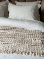 Легкий плед жатка с бахромой Maison D'or Paris Melodia beige 220х240 — изображение 3
