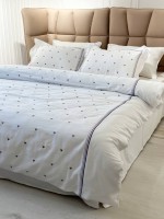 Постільна білизна Maison D'or Lamour lilac євро 200х220 сатин з вишивкою сердечок