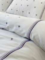 Постільна білизна Maison D'or Lamour lilac євро 200х220 сатин з вишивкою сердечок - Зображення 2