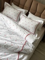 Постільна білизна Maison D'or Lamour red євро 200х220 сатин з вишивкою сердечок - Зображення 6