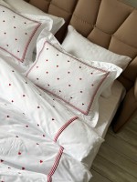 Постільна білизна Maison D'or Lamour red євро 200х220 сатин з вишивкою сердечок - Зображення 5