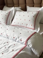 Постільна білизна Maison D'or Lamour red євро 200х220 сатин з вишивкою сердечок - Зображення 7