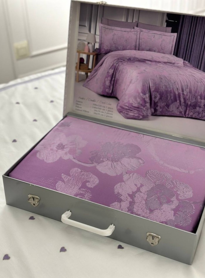 Постельное бельё с простынёй на резинке Maison D'or Ambre Dark Lilac — тенсел / сатин — изображение 10