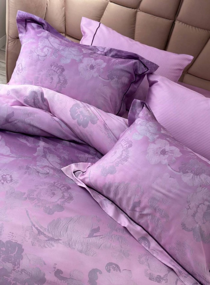 Постельное бельё с простынёй на резинке Maison D'or Ambre Dark Lilac — тенсел / сатин — изображение 5