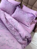 Постельное бельё с простынёй на резинке Maison D'or Ambre Dark Lilac — тенсел / сатин — изображение 8
