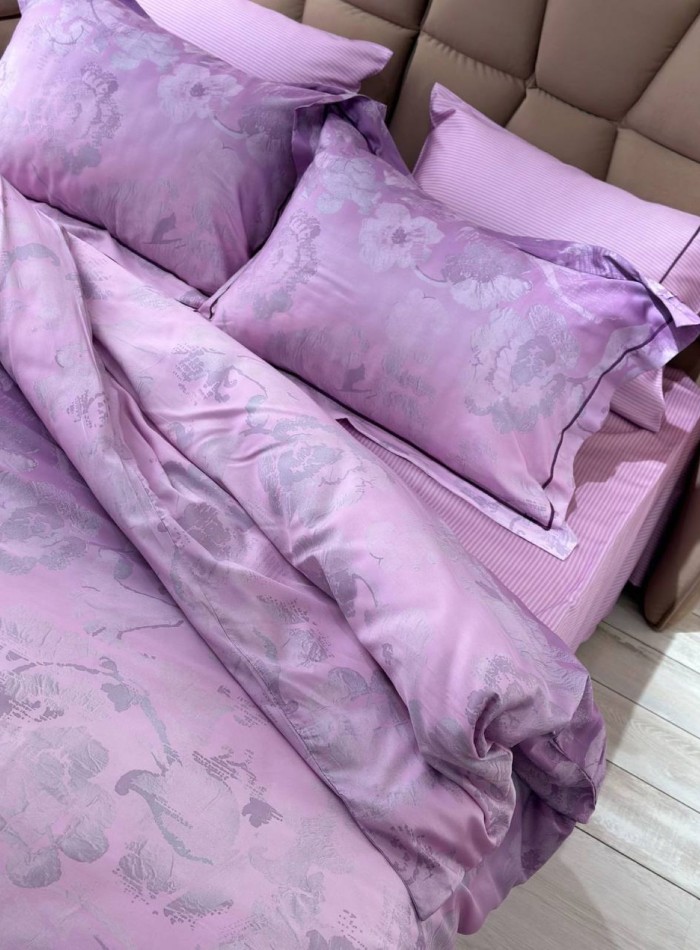 Постельное бельё с простынёй на резинке Maison D'or Ambre Dark Lilac — тенсел / сатин — изображение 8