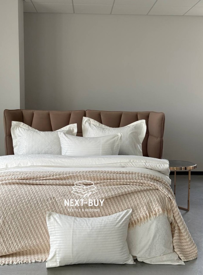 Легкий плед жатка с бахромой Maison D'or Paris Melodia beige 220х240 — изображение 6