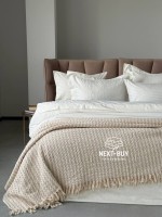 Легкий плед жатка с бахромой Maison D'or Paris Melodia beige 220х240