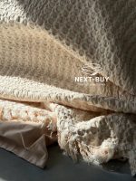 Легкий плед жатка з бахромою Maison D'or Paris Melodia beige 220х240 - Зображення 7