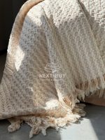 Легкий плед жатка з бахромою Maison D'or Paris Melodia beige 220х240 - Зображення 2