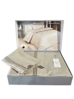 Постільна білизна Maison D'or Maison Deluxe beige-brown 200x220см сатин з вишивкою