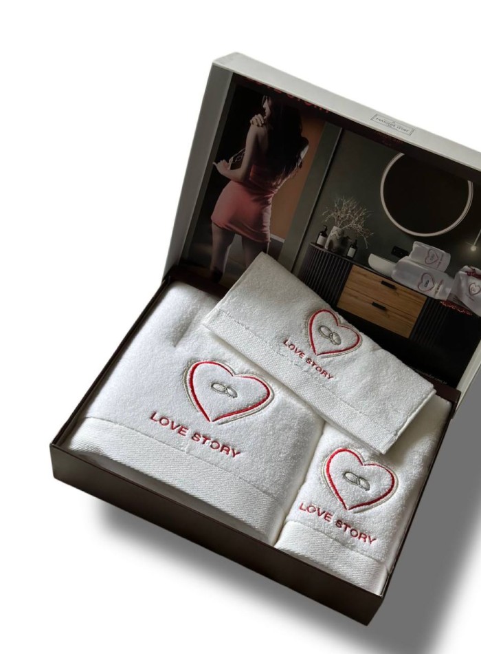 Набор хлопковых полотенец Maison D'or Love story Four stone ring white 3шт — изображение 5