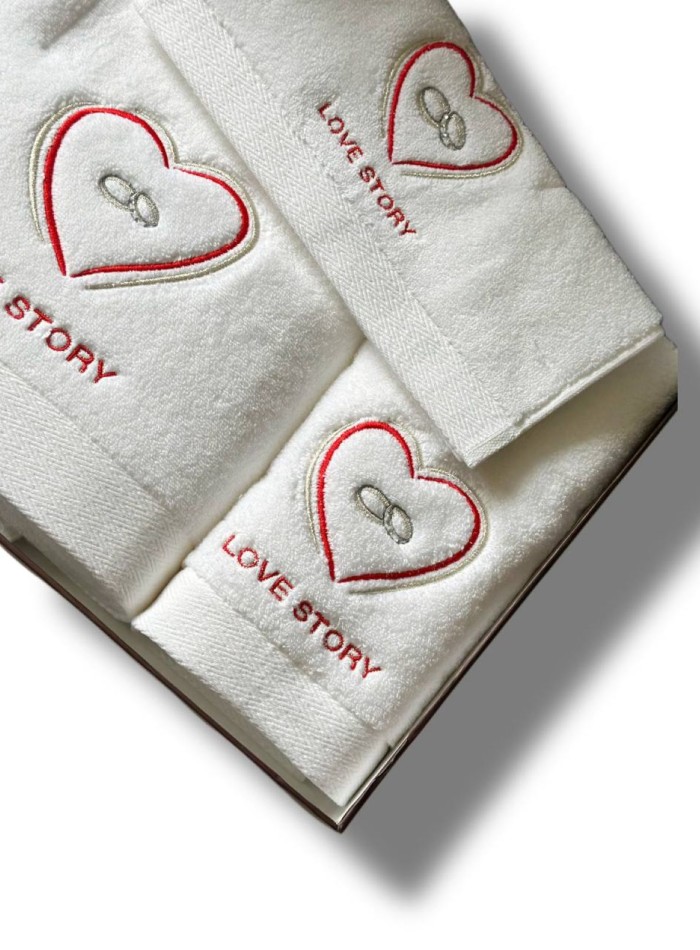 Набор хлопковых полотенец Maison D'or Love story Four stone ring white 3шт — изображение 2