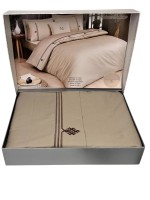 Постільна білизна Maison D'or Maison Deluxe beige-brown 200x220см сатин з вишивкою - Зображення 2
