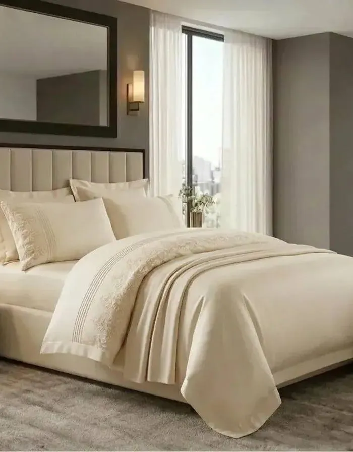 Постільна білизна Maison D'or GLORIA Ecru 200x220см сатин з мереживом - Зображення 2
