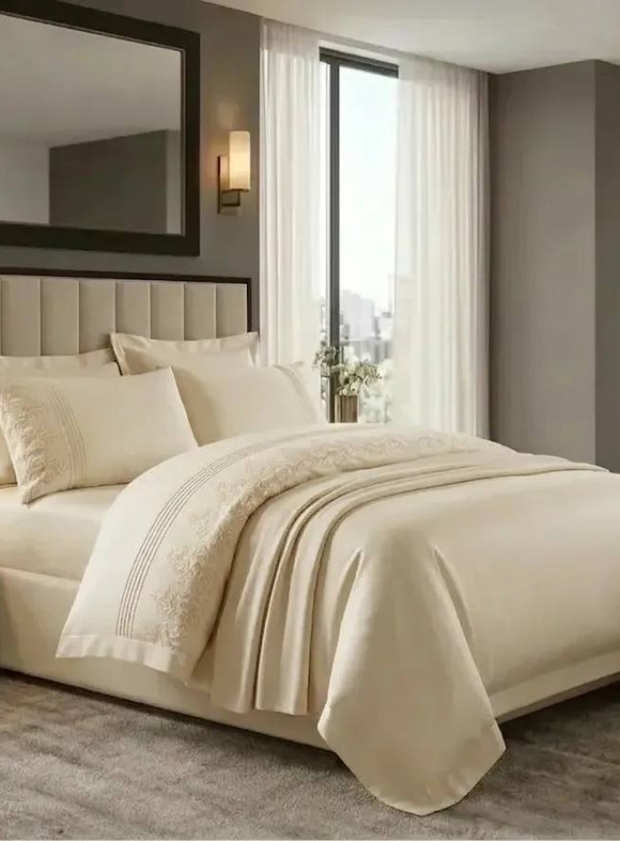 Постельное белье Maison D'or GLORIA Ecru 200x220см сатин с кружевом — изображение 2