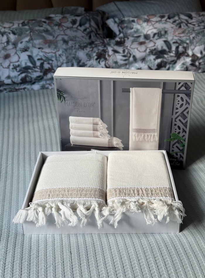 Рушники Maison D'or HARVEY ecru / grey ( 2шт 50*90 / 1шт 90*150) - Зображення 4