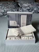 Рушники Maison D'or HARVEY ecru / grey ( 2шт 50*90 / 1шт 90*150) - Зображення 3