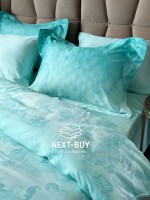 Постільна білизна з простирадлом на резинці Maison D'or AMBRE Turquoise євро тенсел / сатин - Зображення 7