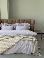 Постільна білизна з простирадлом на резинці Resital Lilac євро жакард, варена бавовна