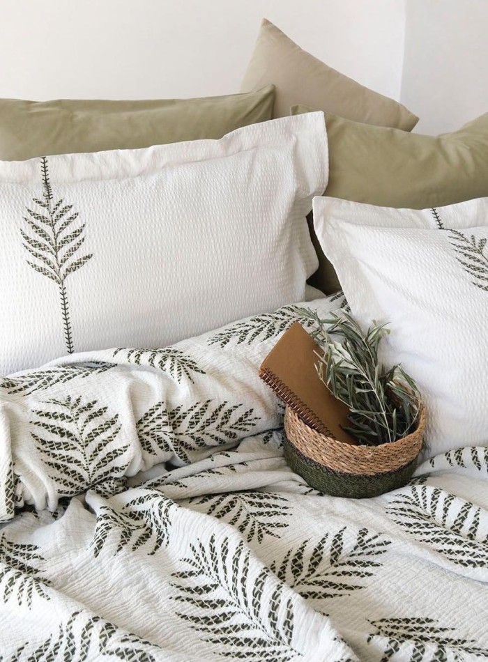Легкое постельное белье с пике Olive earth kahve евро — изображение 7