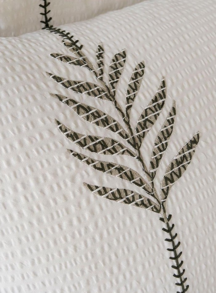 Легкое постельное белье с пике Olive earth yesil евро — изображение 4