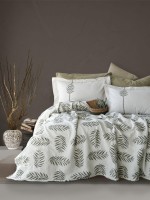 Легкое постельное белье с пике Olive earth yesil евро