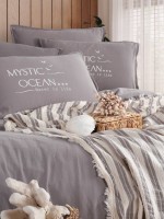 Постельное белье с вышивкой и пике Mystic ocean gri евро 200х220 — изображение 2